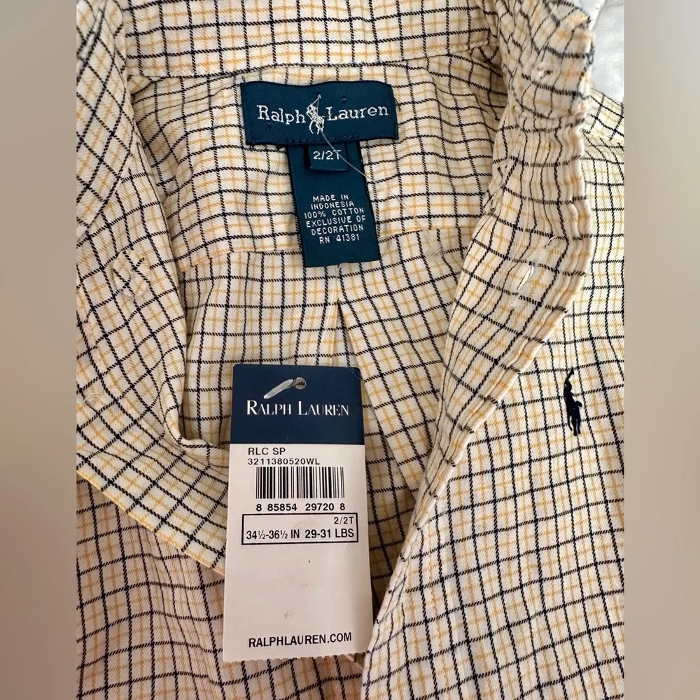 NWT Ralph Lauren Toddler Boys Plaid Button Down Flannel Shirt